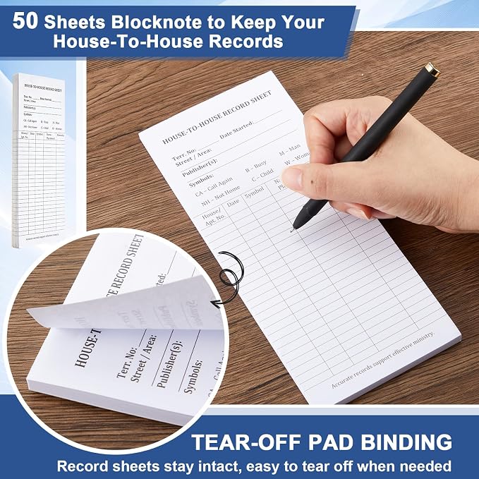 Colarr 10 x 4.5 Inches Tract Holder for Ministry with 50 "house to House Record Sheets and Contact Card Pockets Ministry Organizer Tract Holder for Gifts(PU Leather)