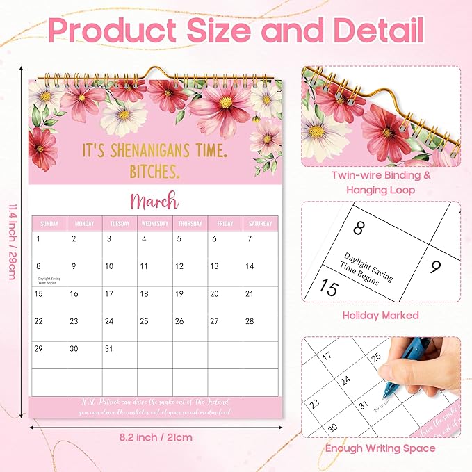 JAPBOR Calendar for Sarcastically Gifted Women - 2026 Fu-ck It Funny Wall Calendar for Sarcastic Female, 12 Months Hanging Planner, Affirmations Quotations Office Monthly Calendar Organizer Gag Women Gift