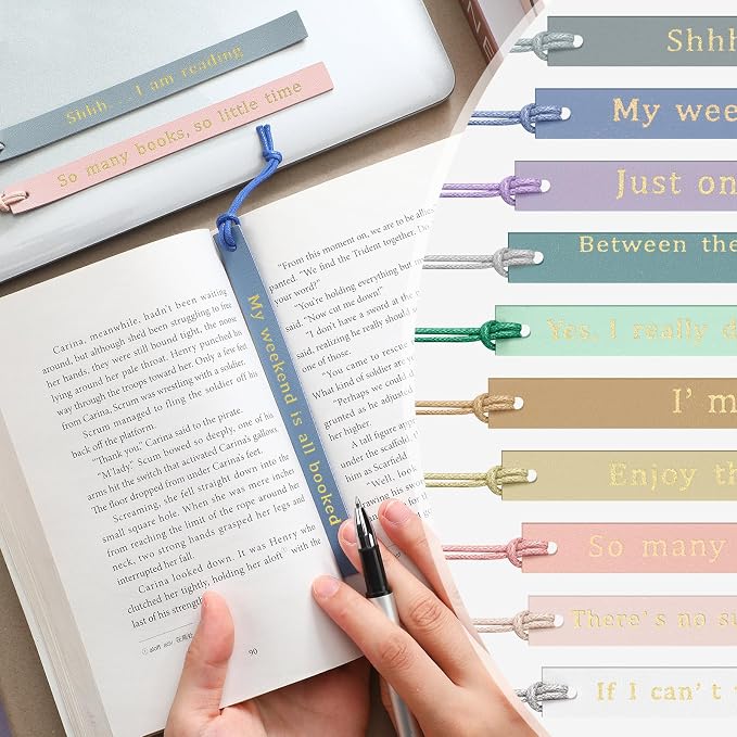 Skyygemm 10 Pcs Leather Bookmarks for Book Lover Gifts for Women Pastel Leather Bookmarks Coworker Teens Book Club Gifts for Teacher Birthdays (Pastel)