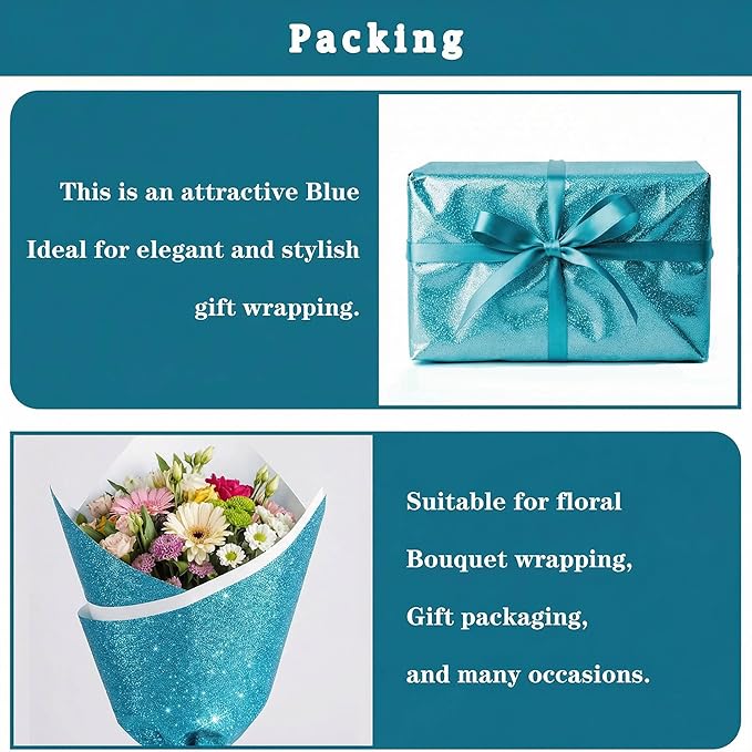16" × 30ft Blue Glitter Bulletin Board Roll Reusable Board Background Paper Wallpaper DIY Art Poster Paper Classroom Bulletin Board Decor for School Office Arts Crafts Home Wall Decor Supplies