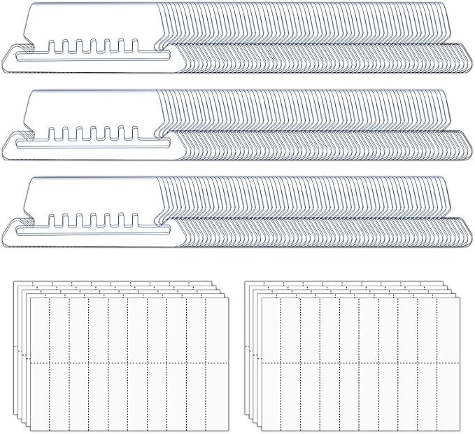 JIKIOU 210pcs Hanging File Folder Tabs and 210pcs Blank 2inch Inserts per Pack for Quick Identification of Hanging Files, Easy to Read, Clear