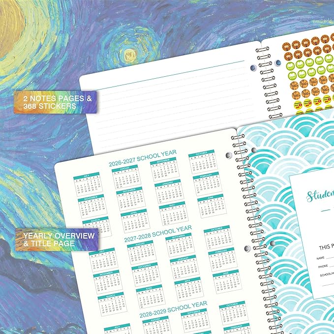 Student Planner 2026-2027 - July 2026 - June 2027 School Planner, 9" x 11", Weekly LessonPlanner, Twin- Wire Binding, Stickers, Perfect Organizer