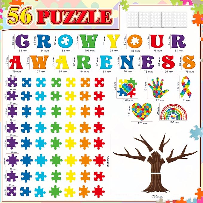 84 Pcs Puzzle Pieces Classroom Tree Bulletin Board Motivational Bulletin Board Inspirational Puzzle Pieces Decorations for Colorful Welcome Back to School Elementary Teacher Chalkboard