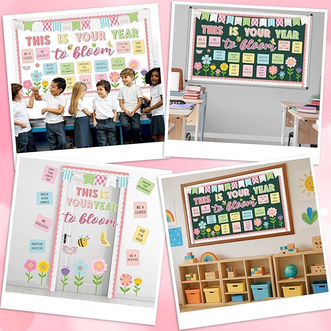 Spring Bulletin Board Decorations Positive Flower Butterfly Paper Cutouts Inspirational This is Your Year Bulletin Board Set Spring Bee Floral Poster for School Class Chalkboard Wall Decoration Favor