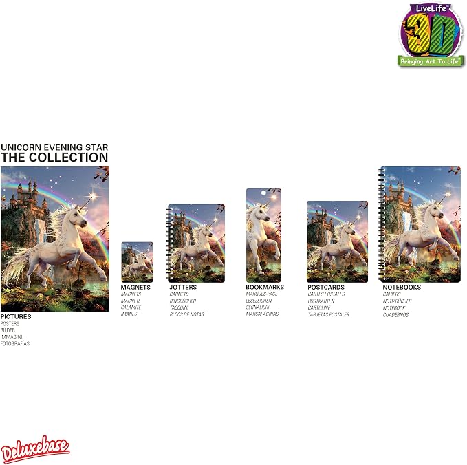 3D LiveLife Bookmark - Unicorn Evening Star from Deluxebase. Cute Lenticular Unicorn Page Marker. Animal Themed Accessories for Book Lovers. Small Gifts for Men, Women, Writers and Teachers.