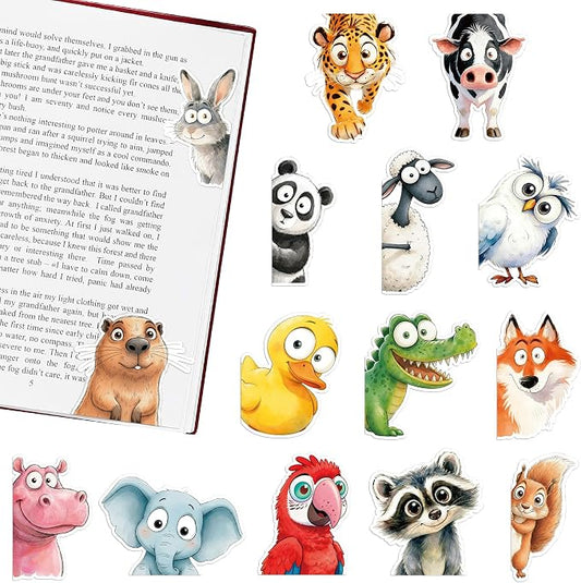 Cute Magnetic Bookmarks Gifts - 15 Pcs Funny Duck Panda Bookmark for Women Kids Book Lovers Students Bookworms Birthday Graduation Gift Magnet Page Clips School Office Reading Accessories