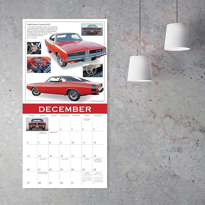 Classics 2026 Wall Calendar: Ultimate Automobiles, Muscle Cars and More, 12" x 12", 2026 Monthly Calendar with Large Grids for Home or Office, Vintage Car Theme