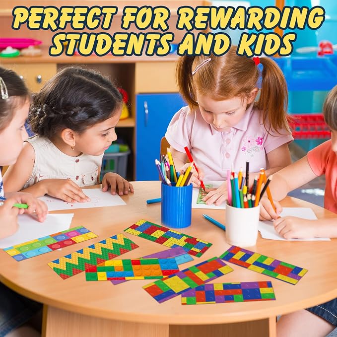 Chinco 120 Pieces Bookmarks for Kids Set Cute Book Marks Gifts for Kids Cartoon Inspirational Motivational Paper Bookmark Pack for Book Lovers Adults Teacher Women Funny Reading Gift(Building Block)
