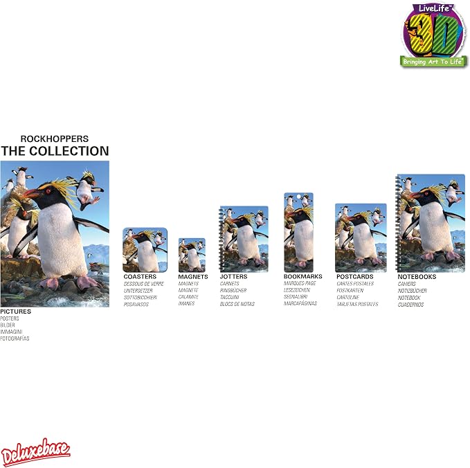 3D LiveLife Bookmark - Rockhoppers from Deluxebase. Cute Lenticular Penguin Page Marker. Animal Themed Accessories for Book Lovers. Small Gifts for Men, Women, Writers and Teachers.