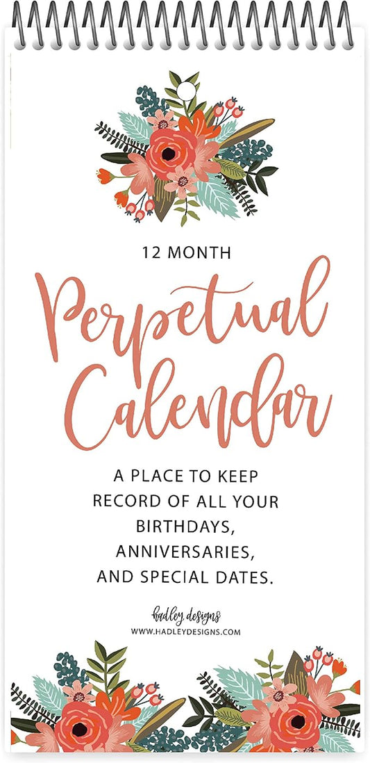 Hadley Designs Wildflower Perpetual Calendar for Birthdays and Anniversaries - Perpetual Birthday Calendar Wall Hanging, Birthday Calendars Book, Special Occasion Calendars, Celebration Tracker