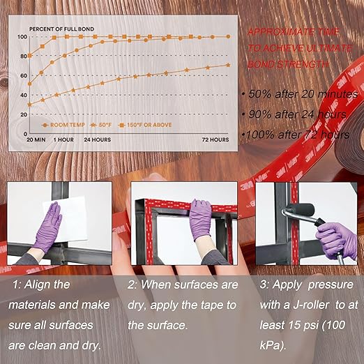 3M Clear Double Sided Tape Heavy Duty Made of VHB 4905 1 inch x 10 ft, Ultra Thin Strong Adhesive for Electronics, Glass, Automotive Emblem Mounting