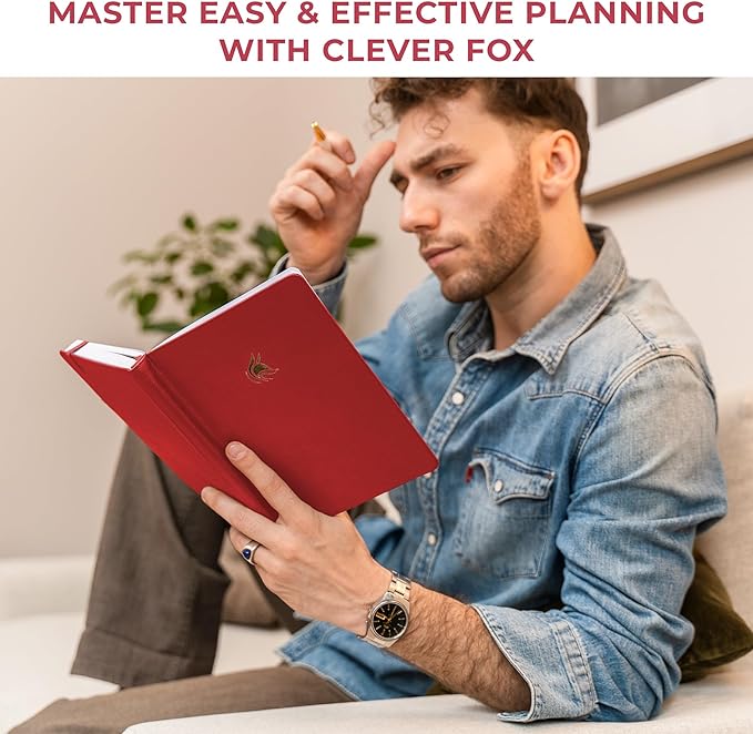 Clever Fox Dated Planner Premium 2026 – Weekly Agenda for Planning & Time Management –Notebook with Habit Tracker & To-do List (Red)