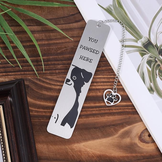 Dog Bookmark for Reading Women, Cute Dog Mom Gifts Funny Metal Dog Book Mark You Pawsed Here Bookmark Doggy Lovers Dogs Themed Gift for Owners Men Women Bookworm (Border Collie)