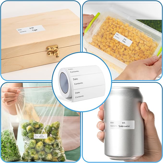 500 Pcs Freezer Labels, 1 x 3 Inch Refrigerator Food Label Stickers, No Residue, Easy Peel Off, Water & Oil Resistant, Labels for Food, Freezer Bags, Jars, and Containers