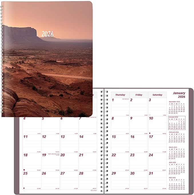 Brownline® 2026 Essential Monthly Planner, 14 Months, December 2025 to January 2027, Twin-Wire Binding, 8.875" x 7.125", Canyon (CB1200G.04-26)