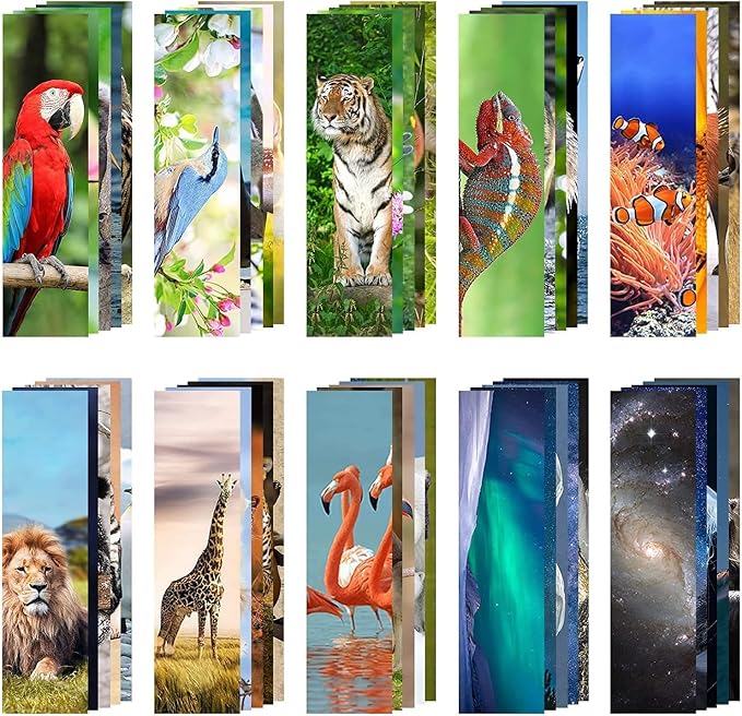 200 Pcs Animal Bulk Bookmarks for Kids - 50 Designs Realistic Animal Book Markers for Students Cute Book Mark for Book Lovers to Help Read Inspirational Paper Bookmarks Bulk for Adults Teen Kids