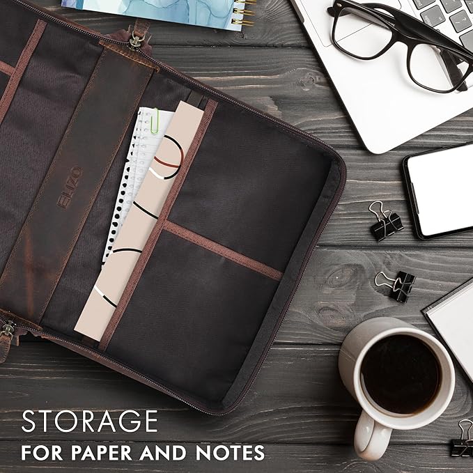 ELIZO Leather Bible Cover Bible Case for Men Women Genuine Leather Bible Bag Holder Cross Large Carrying with Zipper Case Protector Christian Religious Gifts for Mens Pioneer Study