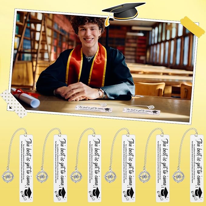 12 Sets Class of 2026 Graduation Gifts Compass Bracelets Graduation Bookmarks Inspirational Greeting Cards Graduate Party Favors Congrats Grad Gifts for College Middle High School Inspirational Gift