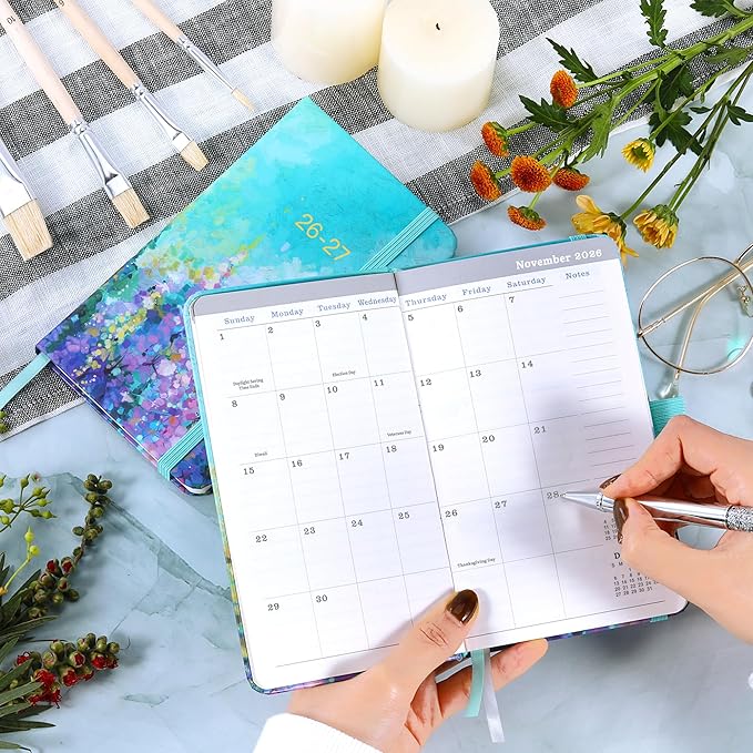 Pocket Planner 2026-2027 - Pocket Calendar 2026-2027, Jul.2026 - Jun.2027, 26-27 Pockets Planner Weekly and Monthly, 3.93''×6.29''- Oil Painting