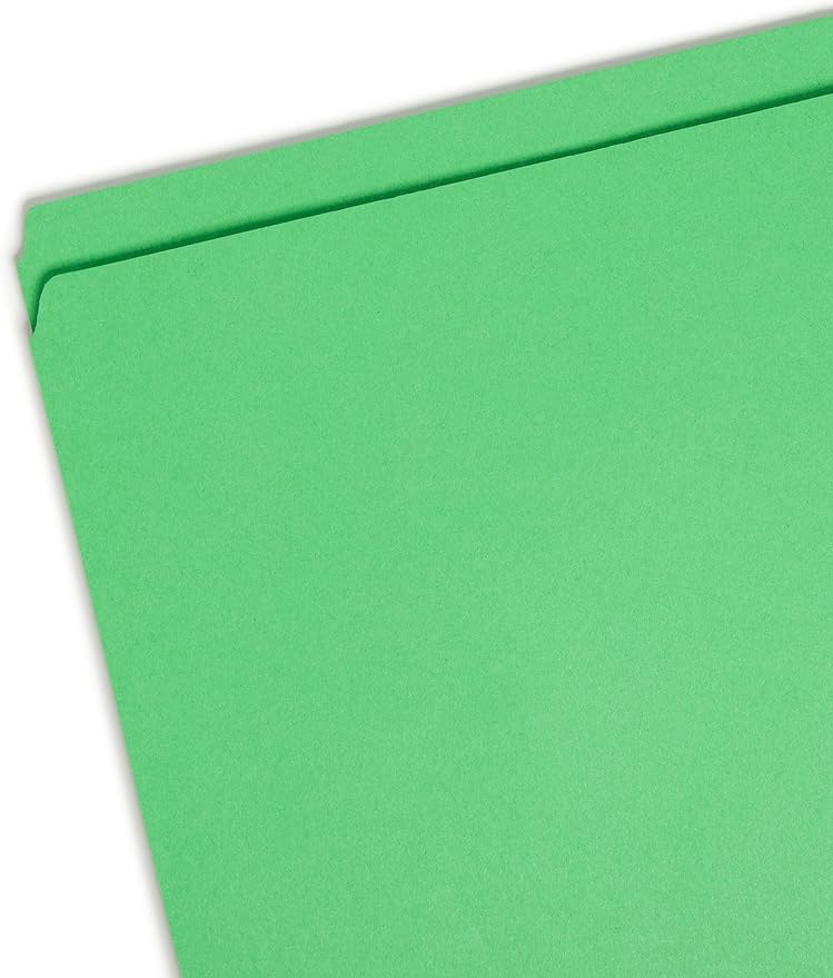 Smead File Folder, Reinforced Straight-Cut Tab, Letter Size, Green, 100 per Box (12110)