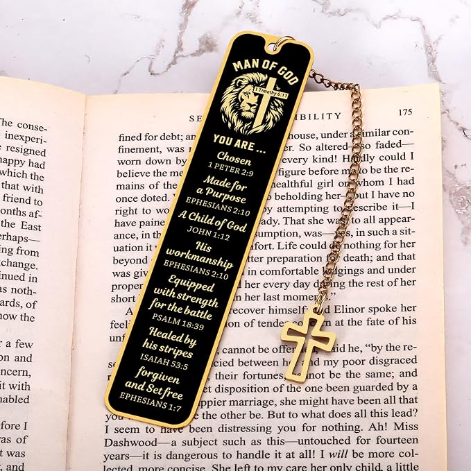 Baptism Gifts for Men & Boys - Bible Bookmark Man of God Gifts for Men, Inspirational Lion Bible Verse Bookmark Christian Catholic GIF t for Mens Confirmation GIF T for Boys Adults Faith Based Giftt