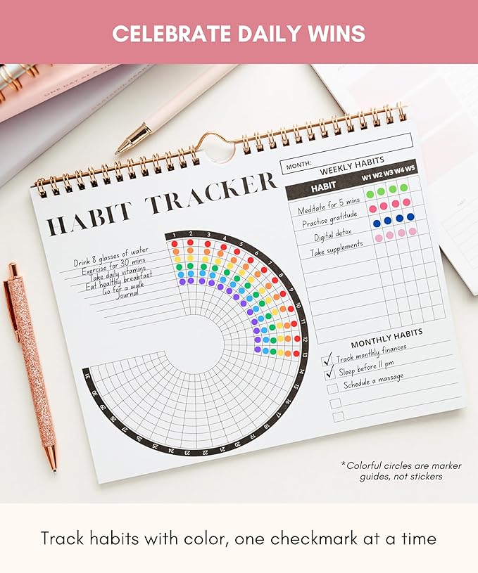 Lamare 2026 Habit Tracker Calendar – Premium Daily Habit Tracker Journal and Goal Board, Workout Motivation & Productivity Tool
