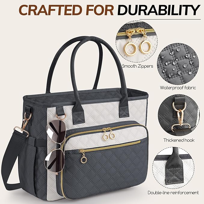 Large Bible Bag with Bible Cover Case for Women,Color-Blocking Bible Carrying Case,Church Tote Bag with Shoulder Strap for Bible Study Supplies,Christian Gifts for Women（Gray）