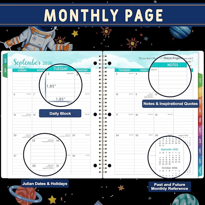Student Planner 2026-2027 - School Planner 2026-2027, Aug. 2026 - Jun. 2027, 9" x 11", 26-27 Academic Planner with 3-Hole Punched, Colourful Tabs & Stickers