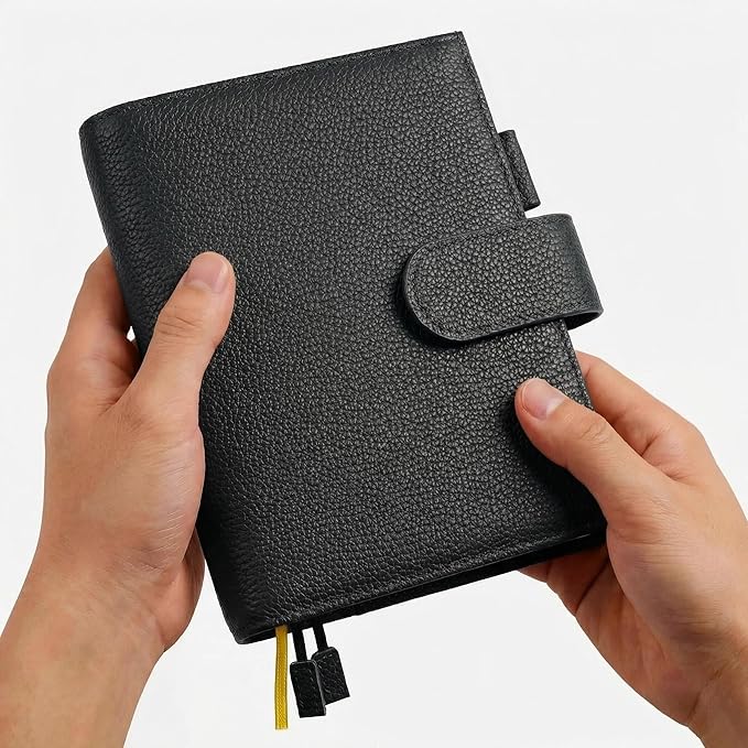 A6 Genuine Leather Techo Notebook Cover Compatible With Hobonichi Original Stalogy Midori MD With 5 Card Slots Pen Loop Bookmarks Back Pocket
