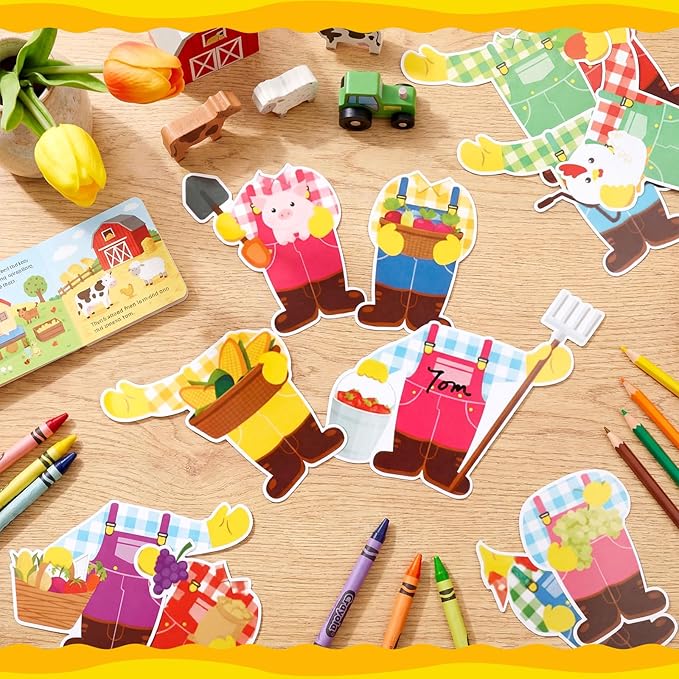 Gersoniel 72 Pcs Kids Farm Classroom Decor Farm Animal Bulletin Board Decoration Back to School DIY Paper Cutouts Farmhouse Cartoon Decoration for Boys Girls Party School Photo Crafts Decor Supplies