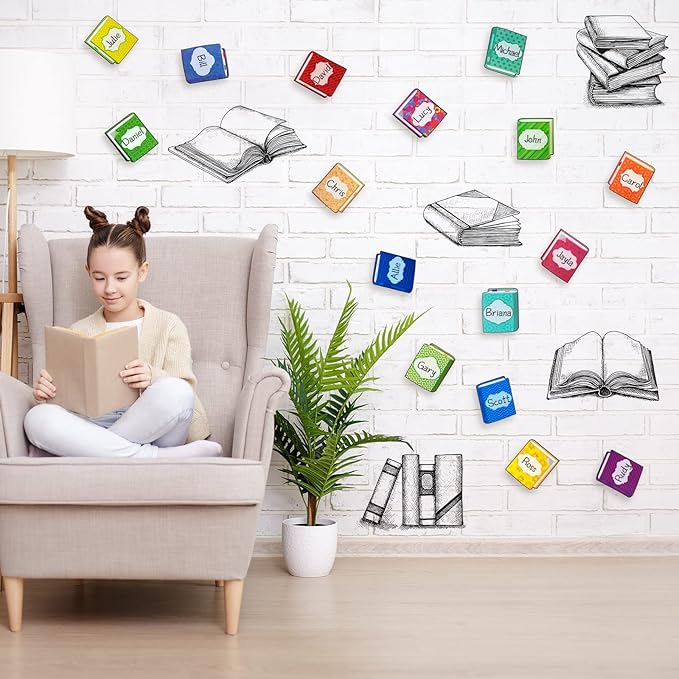 Junkin 48 Pcs Book Cutouts for Bulletin Board Library Decor for Back to School Reading Bulletin Board Decorations Back to School Cutouts DIY Craft Set First Day of Classroom Decorations Supply