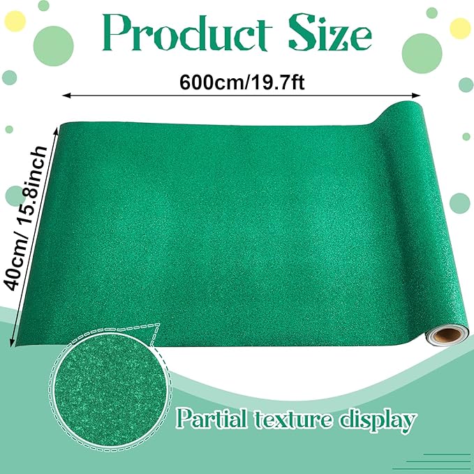 gisgfim 16" x20ft Glitter Bulletin Board Paper Roll Sparkle Color Bulletin Board Background Poster Paper Non Fading Gift Wrapping DIY Art Crafts for Office Classroom Decoration, Eucalyptus Green