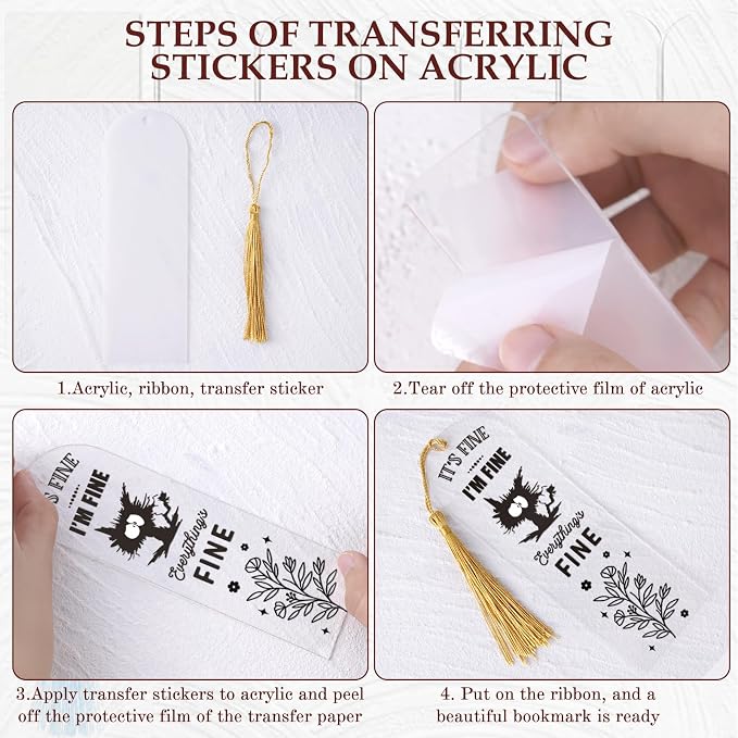 Dazoratix Dark Romance Acrylic Bookmarks - 60 Pcs Smut Blanks Bookmark Making Kit with Tassels Funny Spicy Clear Pink Bulk UV DTF Transfer Stickers for Book Lovers Women Girls Reading DIY Crafts Gifts