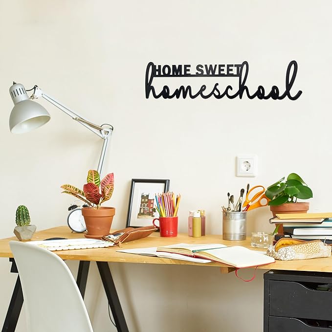 Home Sweet Homeschool Decor Wall Sign Wood Homeschool Room Decor Words Kindergarten Homeschool Supplies Classroom Decorations Preschool Wall Decor for Toddlers Gift for Boys Girls Kids Wall Decor (B)