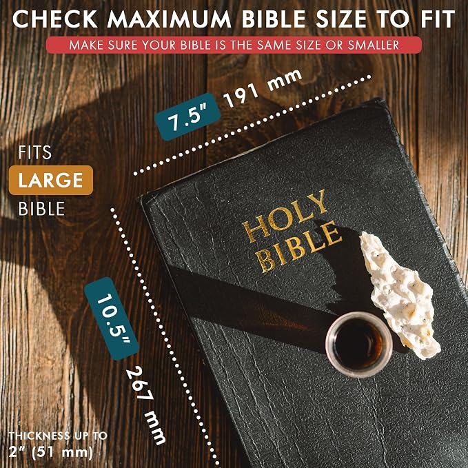ELIZO Leather Bible Cover for Men Bible Case for Women Zippered Holder Protector Cross Church Tote Bag Carrying Organizer Sleeve Gift Onyx