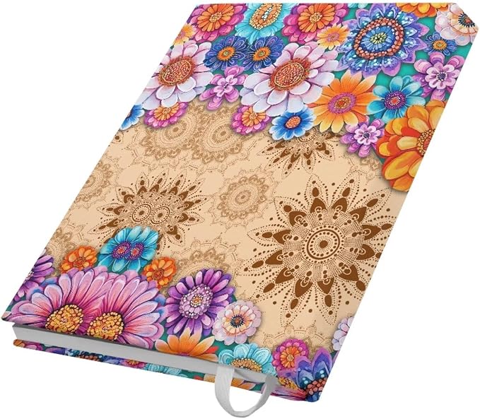 Dreaweet Boho Mandala Lotus Book Cover Stretchable Jumbo Books Covers Sox Protector Hardcover Textbooks Sleeve Schoolbook Case for Women Teen Girls