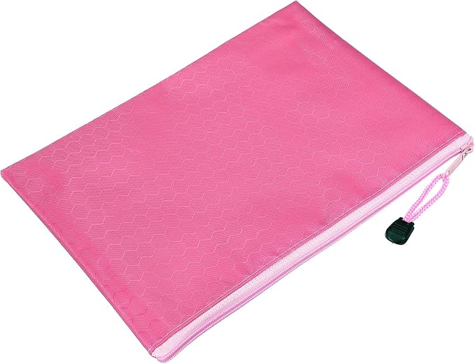 PATIKIL Waterproof Zipper File Bags, 5 Pack A5 Size Document Pocket Storage Organizer Pouch for Travel Office Supply, Pink