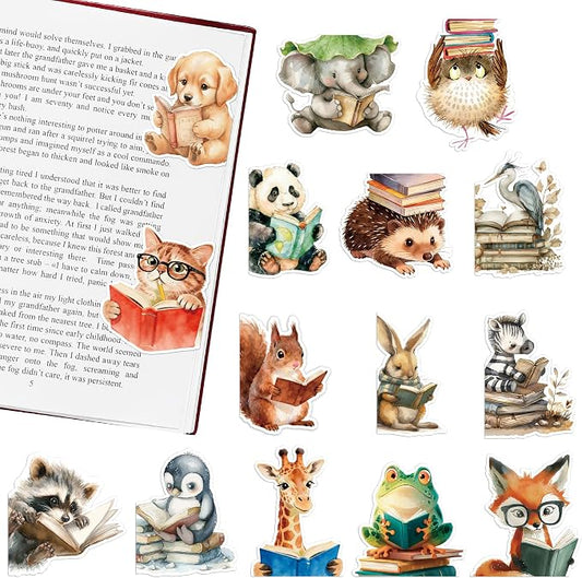 Cute Magnetic Bookmarks Gifts - 15 Pcs Funny Cats Dog Bookmark for Women Kids Book Lovers Students Bookworms Birthday Graduation Gift Magnet Page Clips School Office Reading Accessories