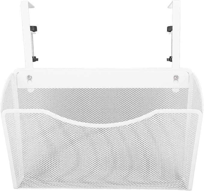 Dioche Clamp on Desk Hanging Desk Organizer Adjustable Carbon Steel ClampOn Organizer for Effective Office Storage - Stylish White Design (White)