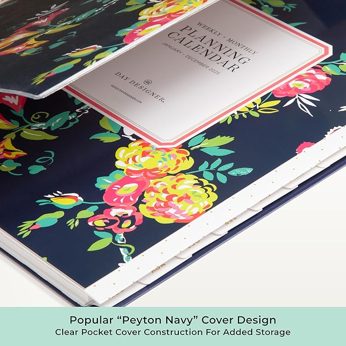 Blue Sky Day Designer 2026 Weekly and Monthly Planner Calendar, January 2026 - December 2026, 5" x 8", Clear Pocket Cover, Durable Twin Wire Binding, Includes Storage Pocket, Stickers, Peyton Navy