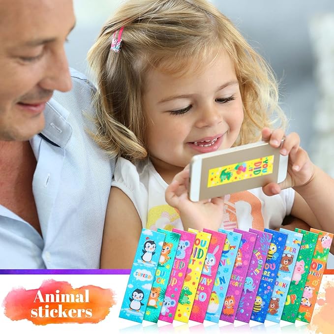 Gersoniel 72 Pcs Anxiety Sensory Stickers Calm Stickers Adhesive Textured Mental Health Strips Mindfulness Fidget Decals Stress Anxiety Relief Items for Desk Therapy Office Counselor(Animals)