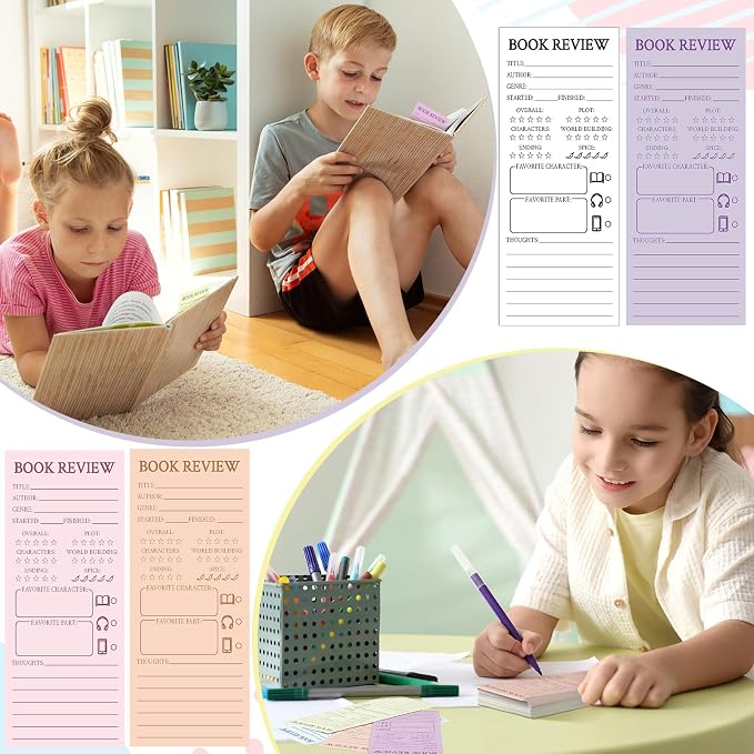 240 Pcs Back to School Teacher Gifts Colorful Book Review Bookmarks Bookclub Gifts Reading Page Cards for Book Lovers Women Students First Day of School Party Supplies(Simple,Multicolor)