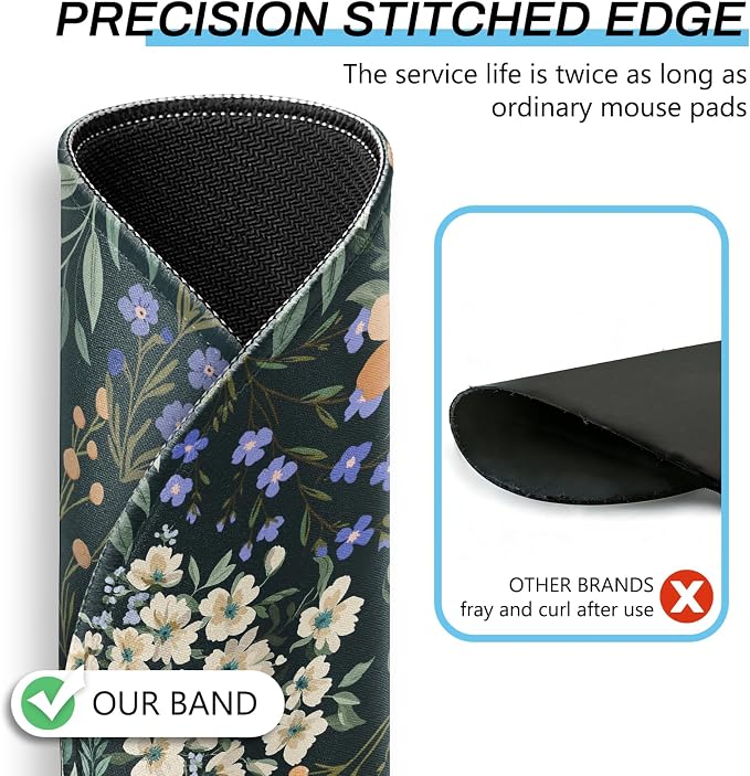 Gctriki Flower Mouse Pad, 8.6 Inch Round Mousepad with Stitched Edges, Non-Slip Rubber Base, Washable Comfortable Desk Mat for Computer Laptop, Gift for Women Teacher Nurse Office Desk Decor
