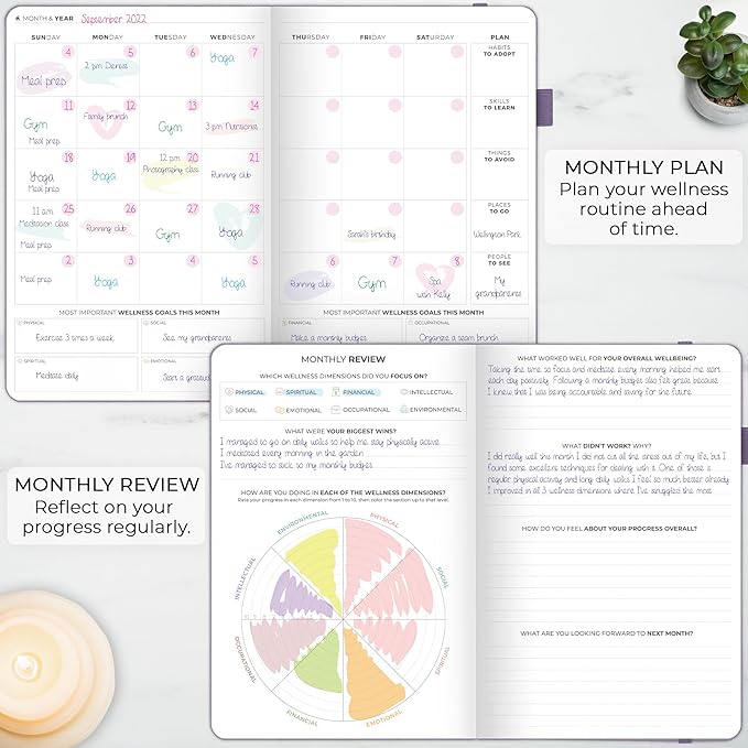 Clever Fox Wellness Planner Premium – Daily Lifestyle Journal to Support Health, Nutrition & Exercise – Healthy Living Journal with Meal, Exercise & Habit Trackers – Lasts 3 Months (Lavender)