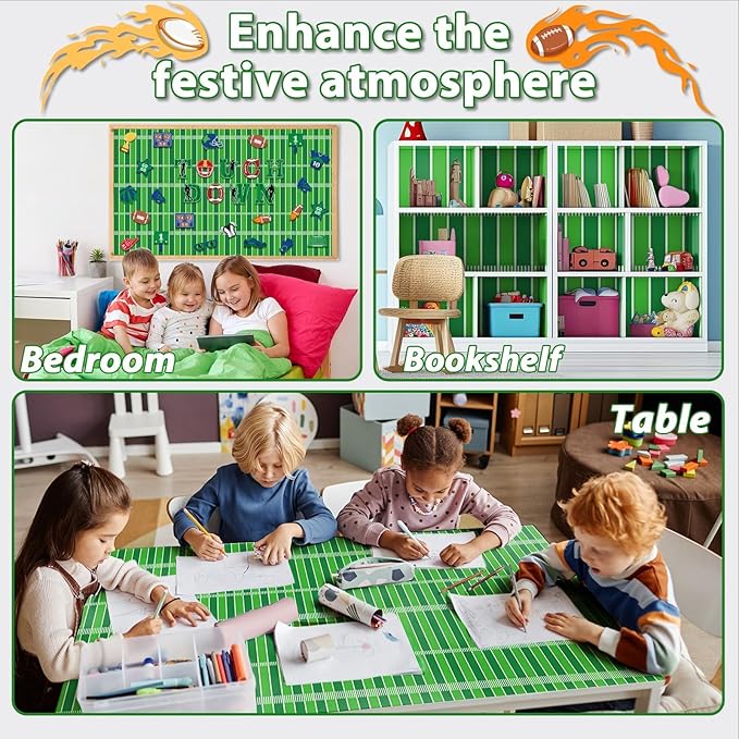 Football Bulletin Board Roll Plastic Bulletin Board Roll 15.75inch x 23ft Peel and Stick Anti Wrinkle Bulletins Boards for Football Party 2026 Classroom Sports Wrap Supply Wall Decoration