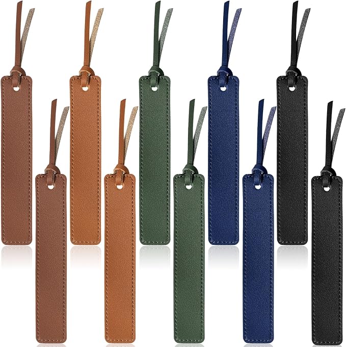 Zonon 10 Pieces Leather Bookmarks Handmade Genuine Leather Page Markers Personalized Bookmarks for Book Reading Bookworm Book Lovers Readers Writers Accessories(Classic Color)