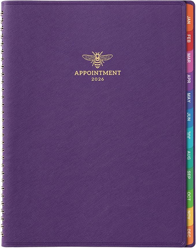 2026 Appointment Book - 30 Minutes-Hourly, Weekly ＆ Monthly Calendar Planner 2026, Jan. 2026 - Dec. 2026, 8.26" x 10.7", Daily/Hourly Planner, Schedule Planners, Spiral Binding, Purple