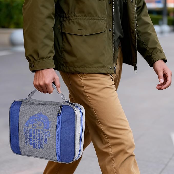Faithful Hers Bible Cover for Mens Bible Case with 6 highlighters Lightweight Nylon Carrying Bag Multifunction Church Study Book Carrier with Handle Christian Gifts