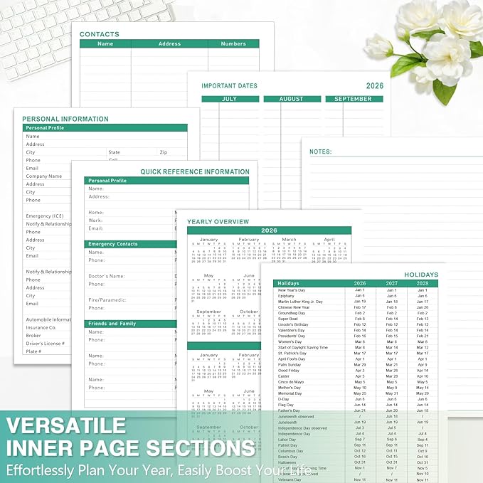 GuassLee Large Academic Planner 2026-2027, Weekly and Monthly Planner from July 2026-June 2027, 8.8"x11.4" Aesthetic Agenda Book with Back Pocket, Stickers, Coated Tabs, A4 Size