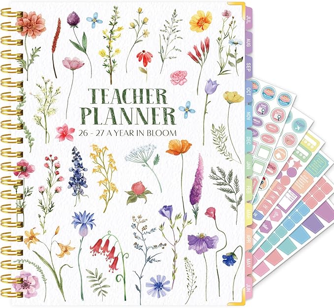 2026-2027 Teacher Planner - Lesson Plan Book for Teachers 26-27, 8.5"x11" Big Academic Planner from July 2026 to June 2027, Weekly & Monthly School Agendar Book with Tab,Stickers for Teachers Supplies